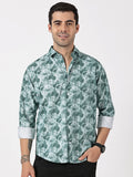 Green Cloud Print Casual Shirt
