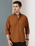 Rust Brown Solid Casual Shirt