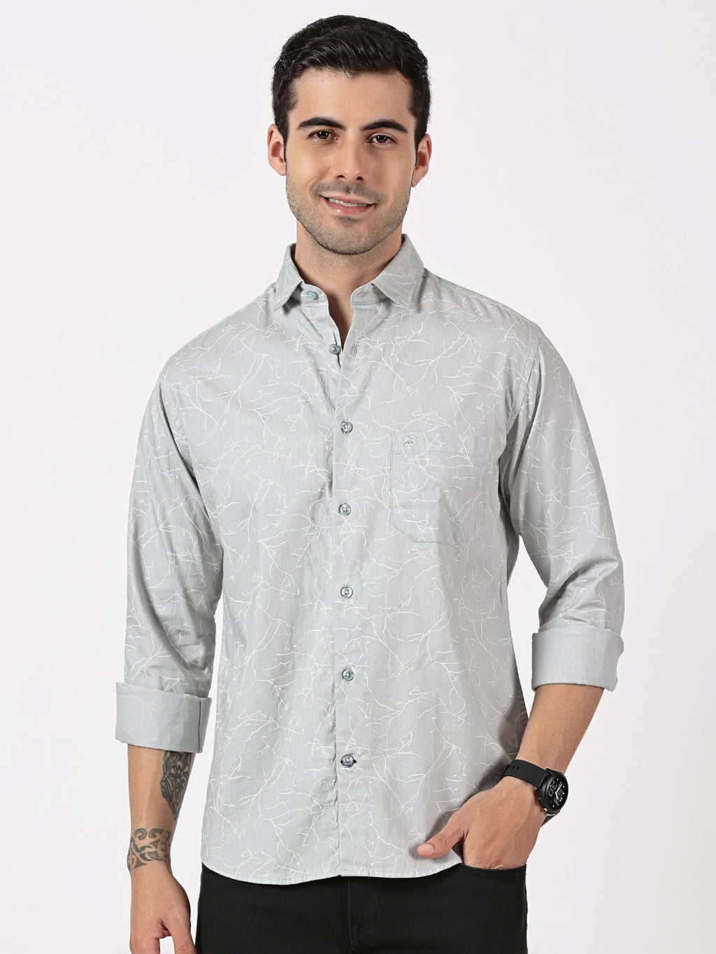 Light Grey Abstract Printed Shirt