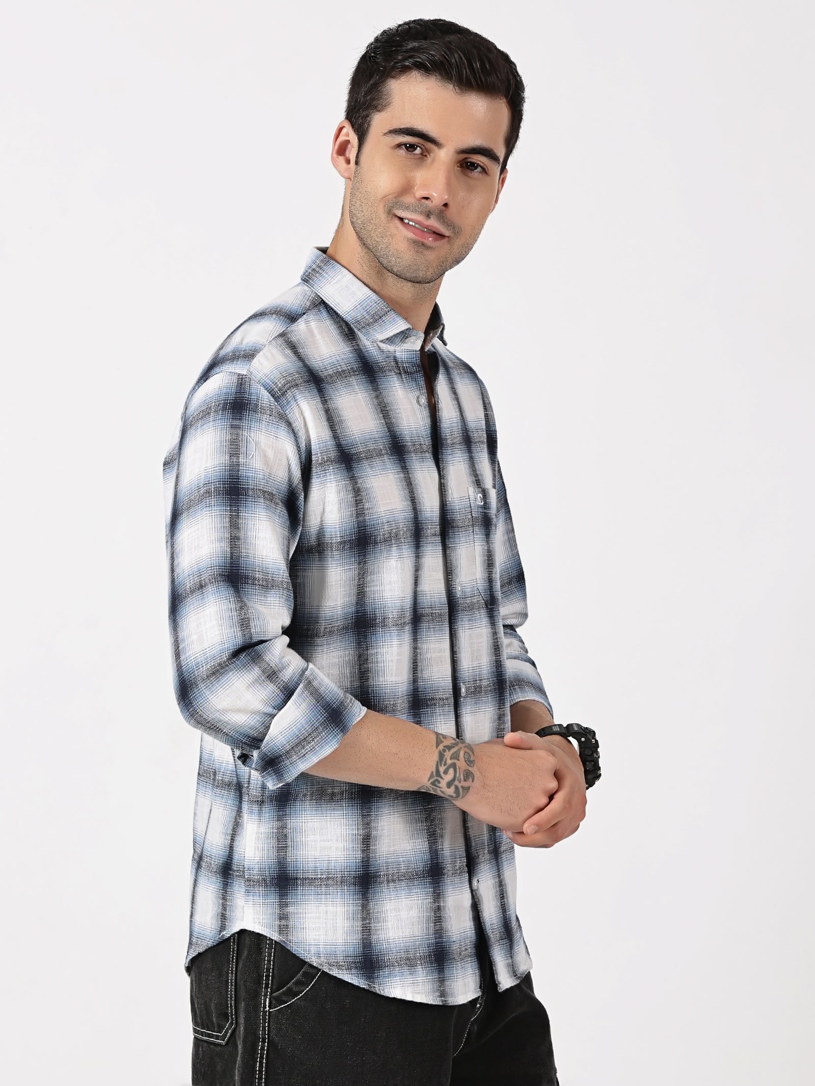 Blue Gradient Checkered Shirt