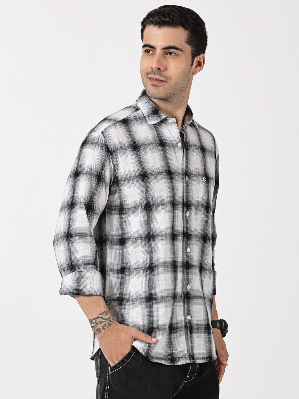 Black Ombre Checkered Shirt