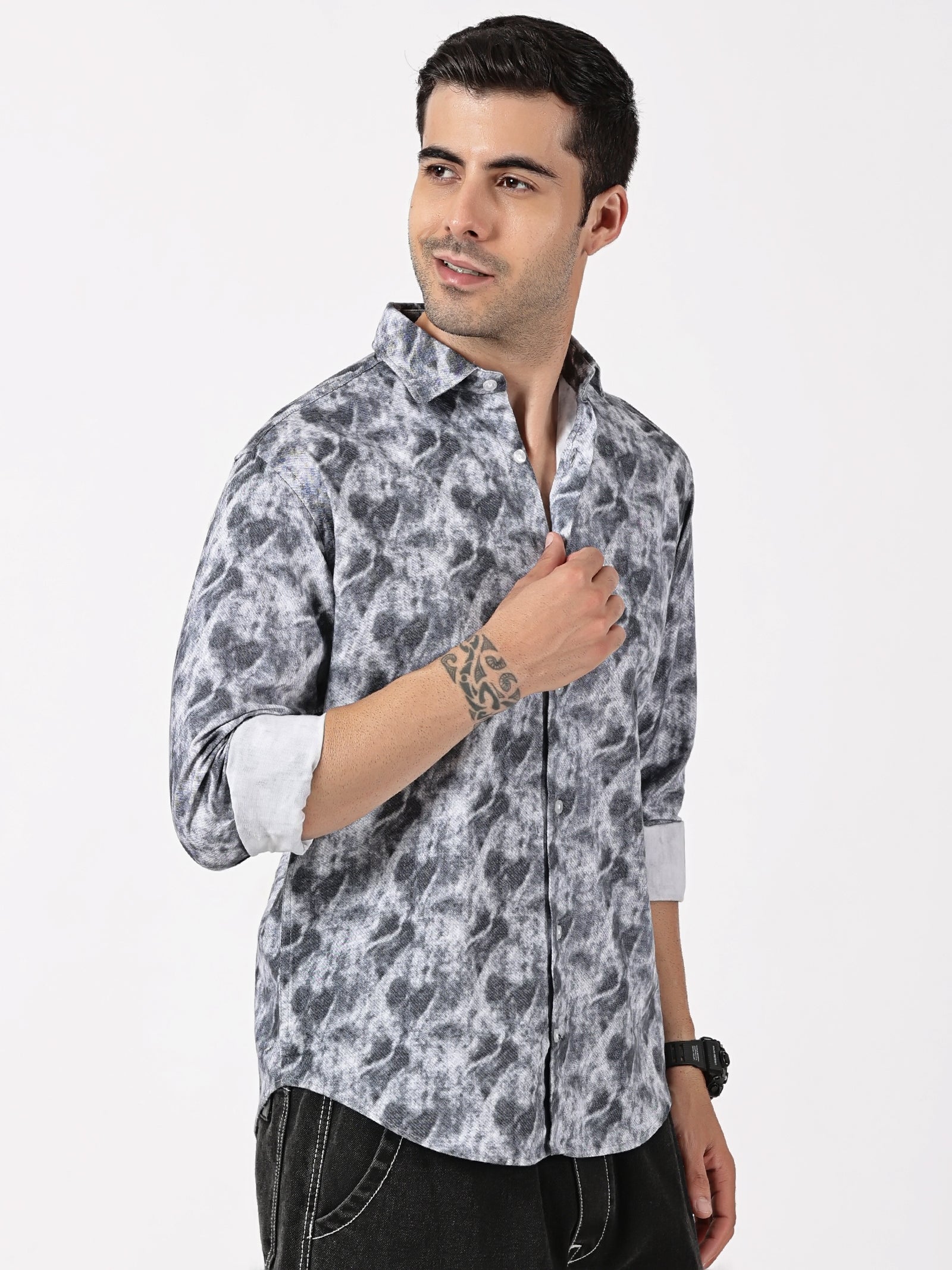 Black & Grey Cloud Print Shirt