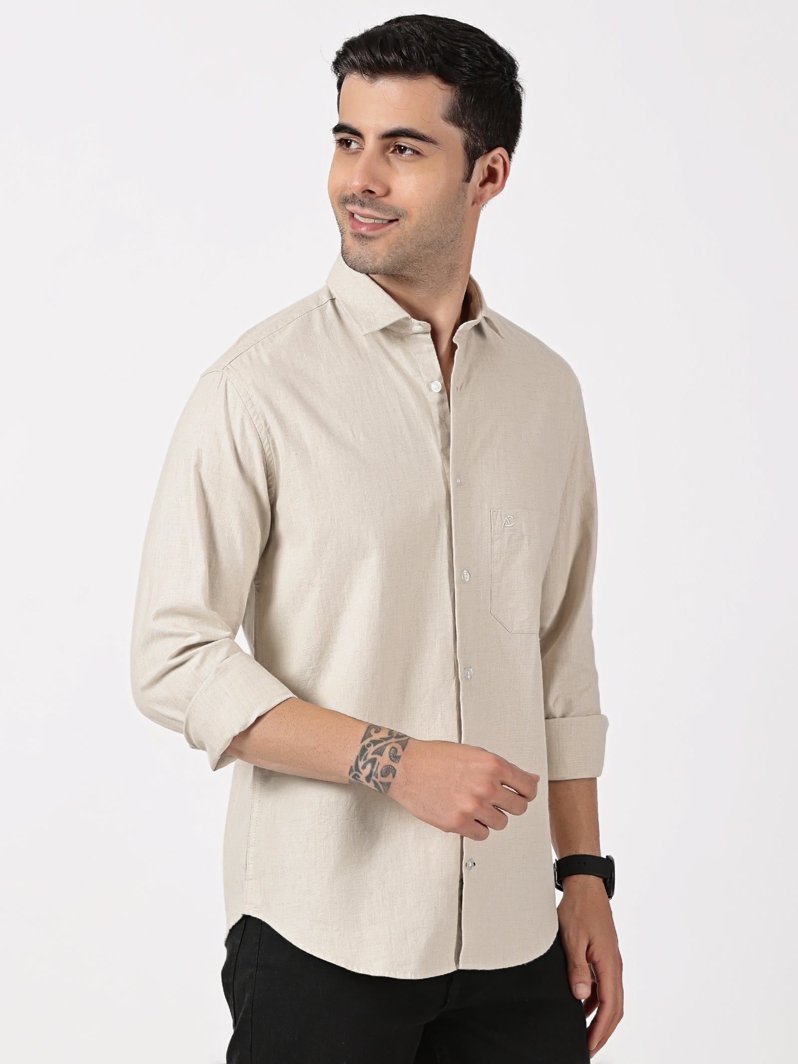 Beige Classic Solid Shirt