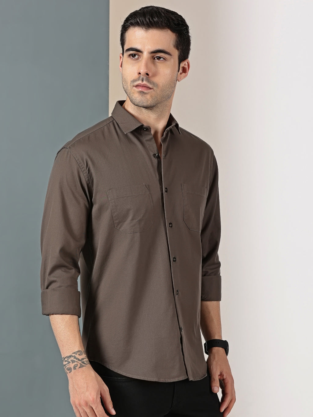 Coffee Brown Double Pocket Shirt
