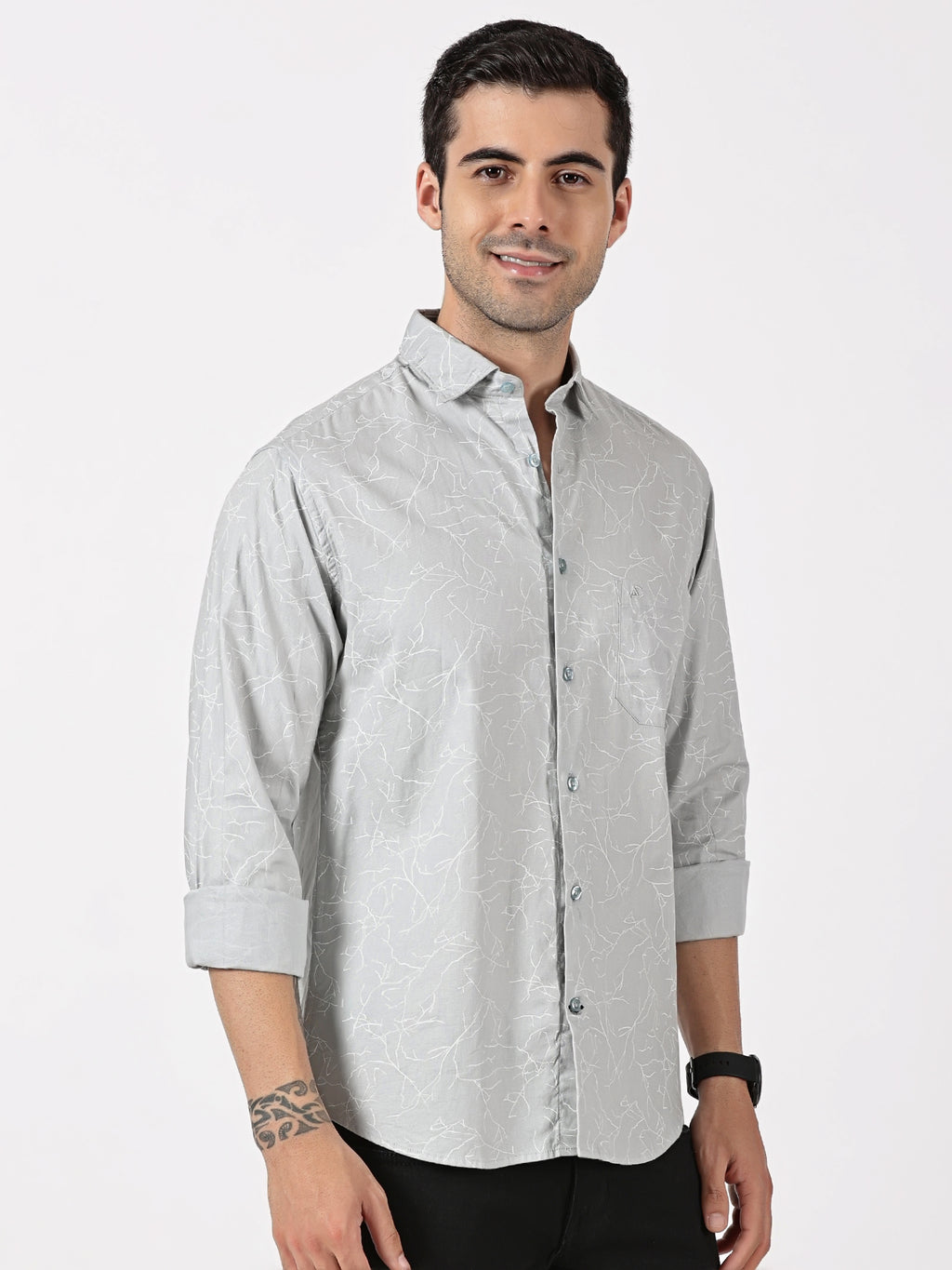 Light Grey Abstract Printed Shirt