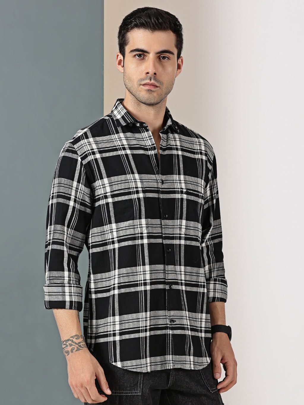 Black Checkered Casual Shirt