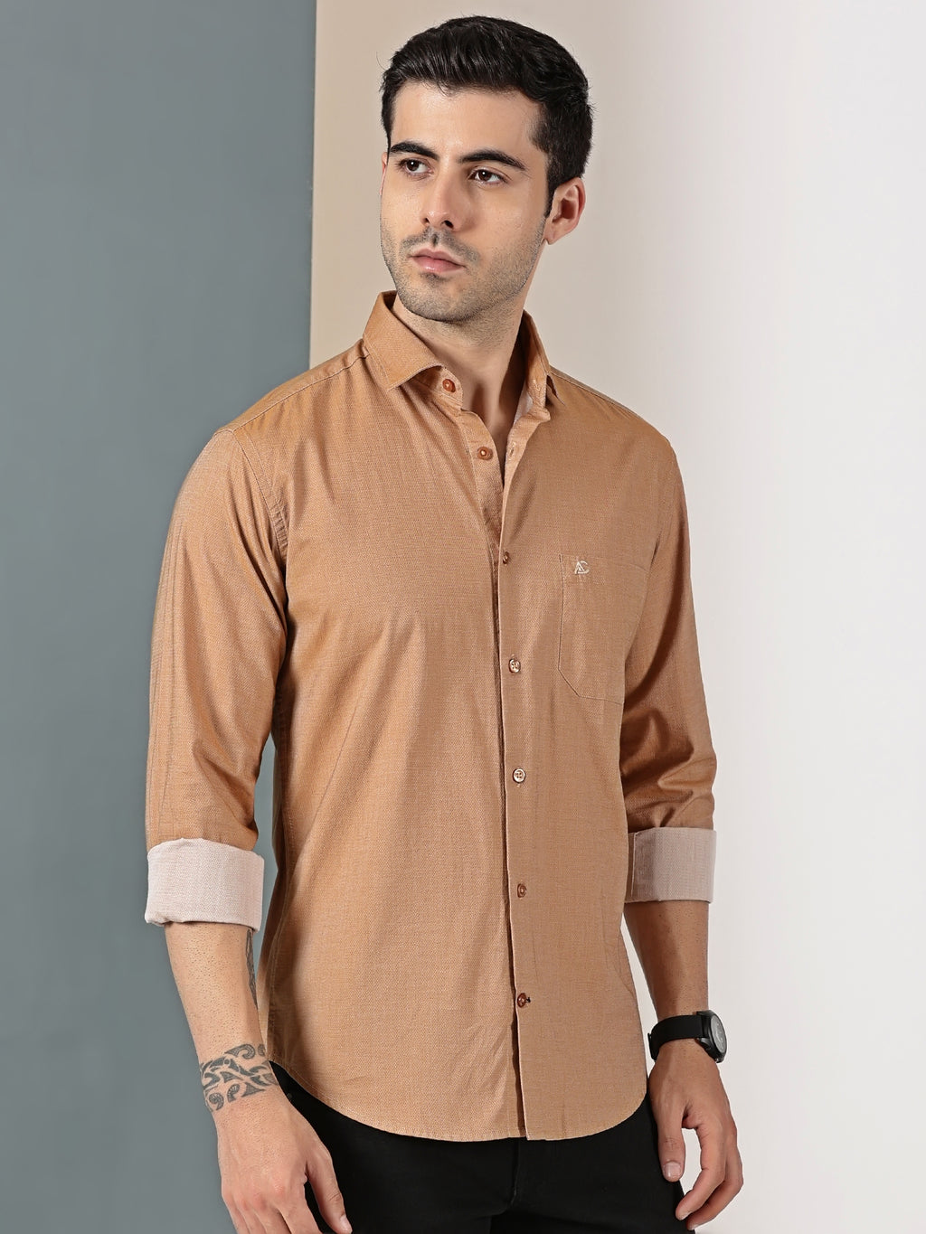Camel Brown Solid Shirt