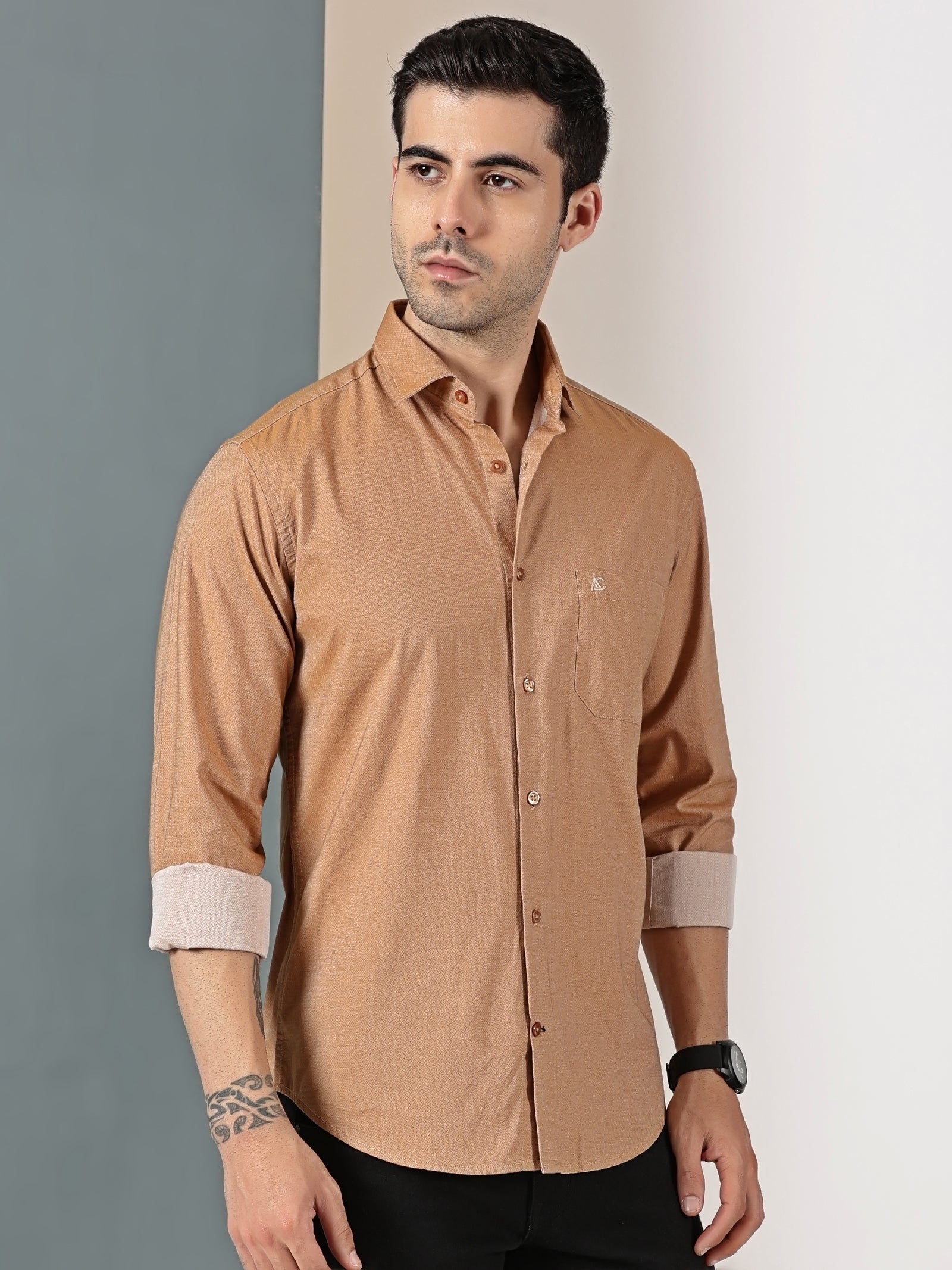 Camel Brown Solid Shirt