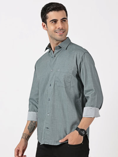 Teal Textured Solid Shirt