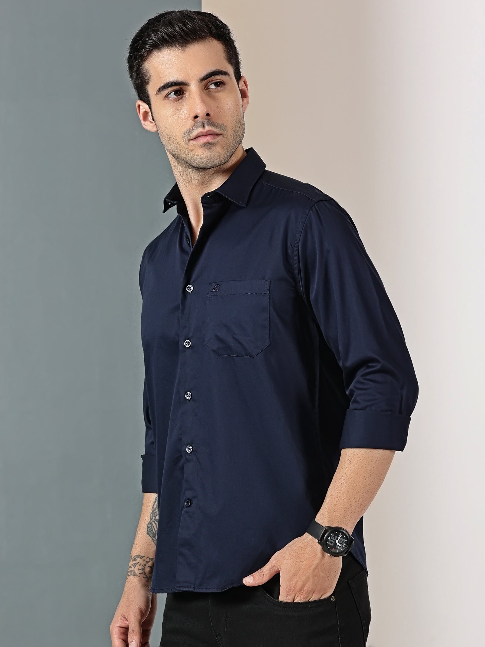 Navy Blue Classic Solid Shirt