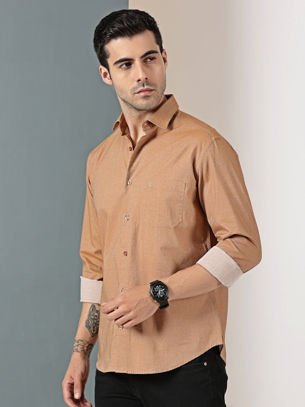 Camel Brown Solid Shirt