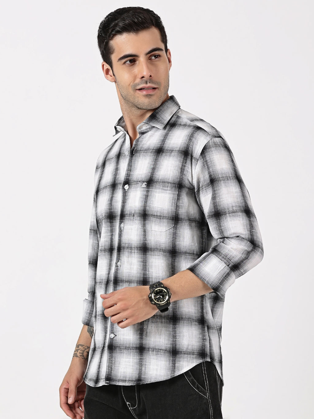 Black Ombre Checkered Shirt