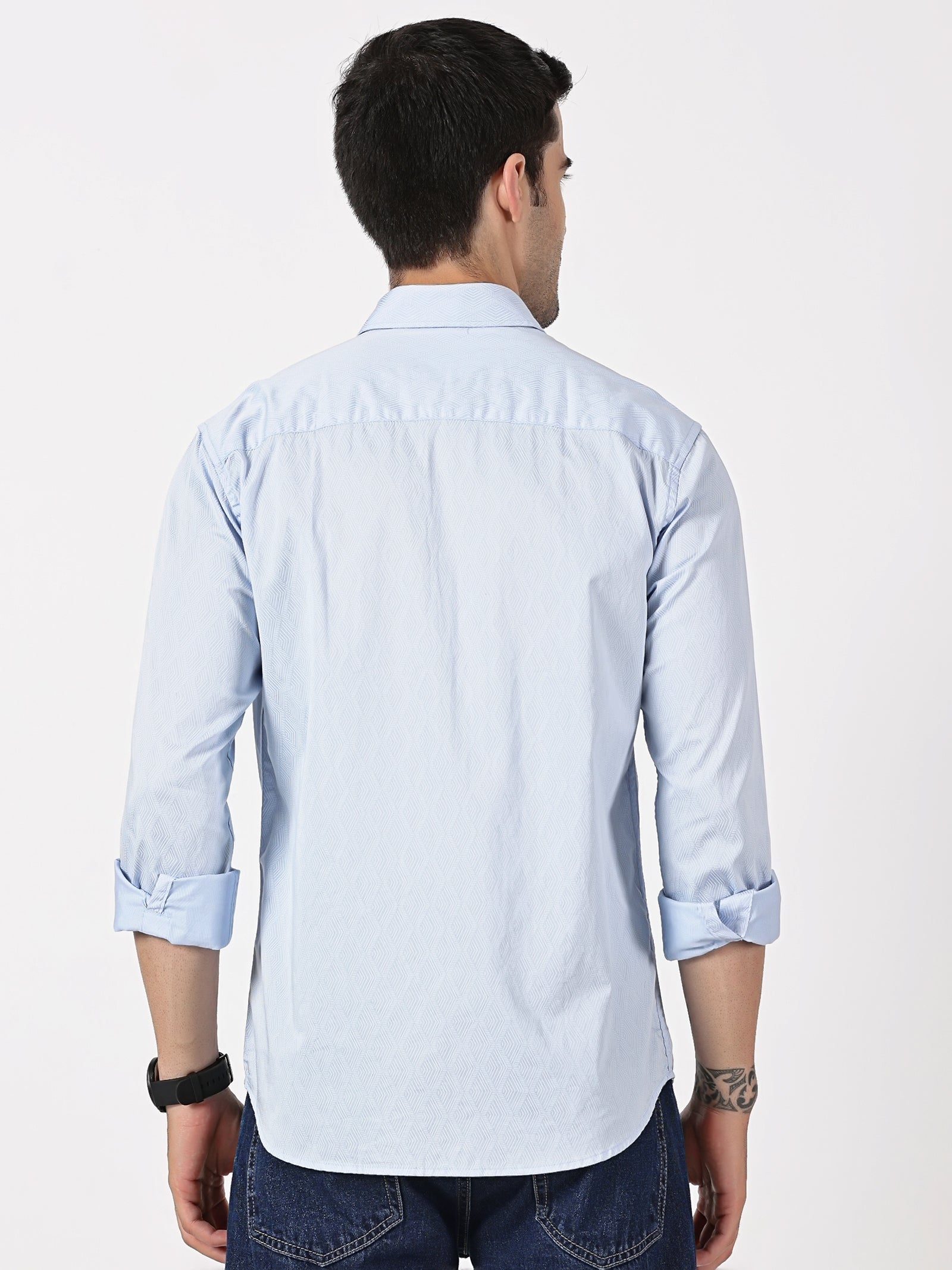 Sky Blue Textured Solid Shirt