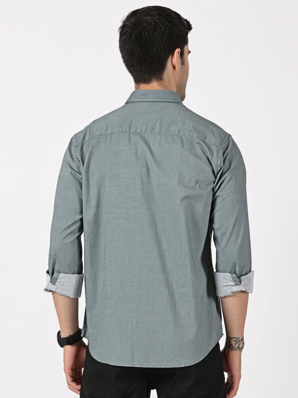 Teal Textured Solid Shirt