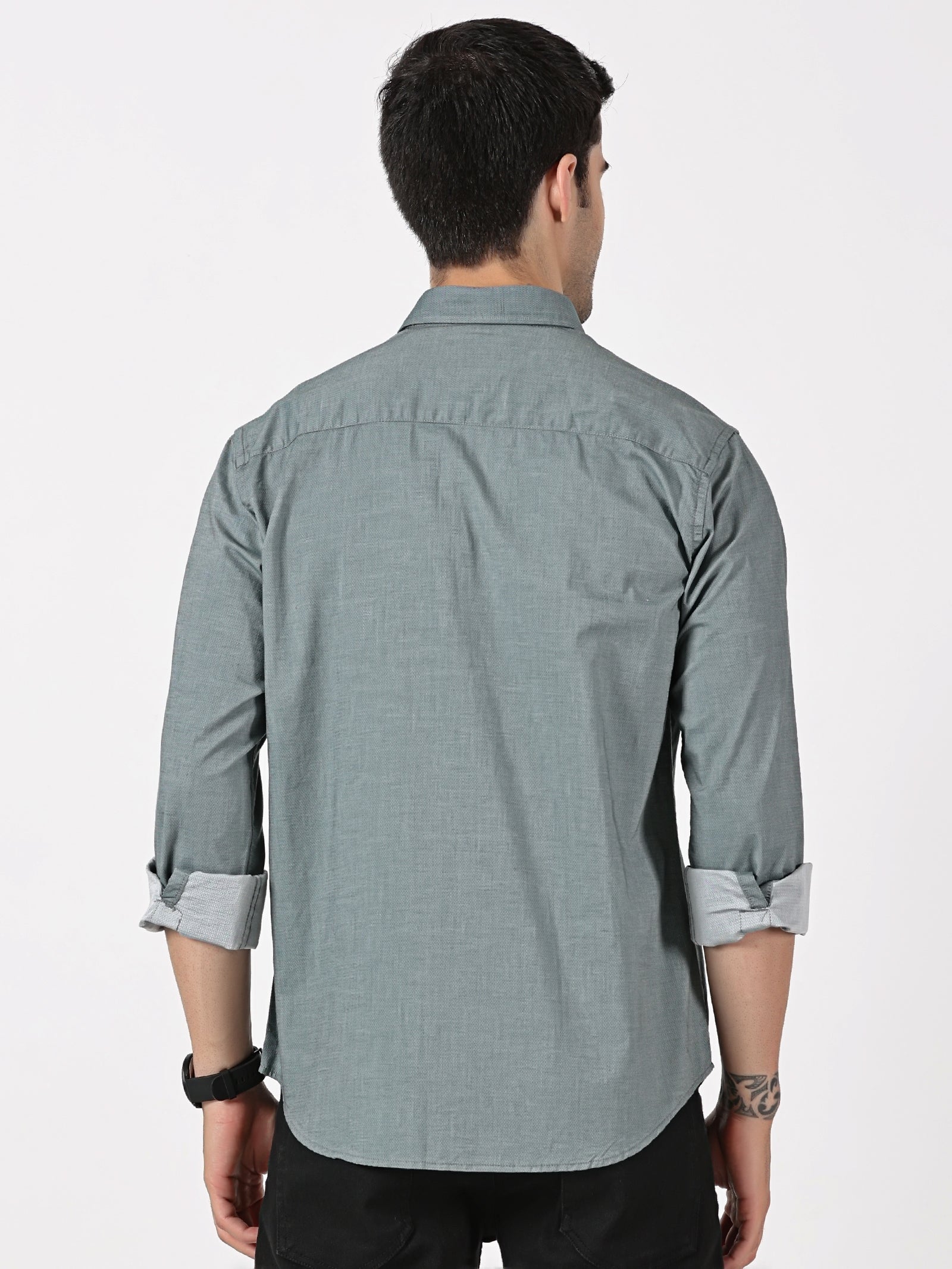 Teal Textured Solid Shirt