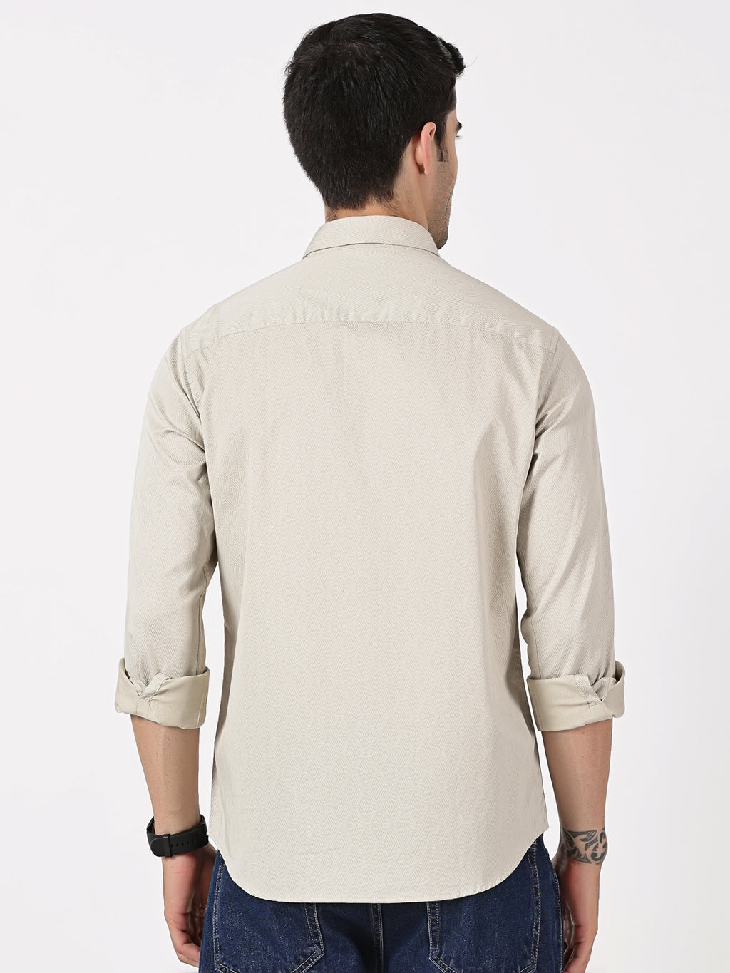 Beige Textured Solid Shirt