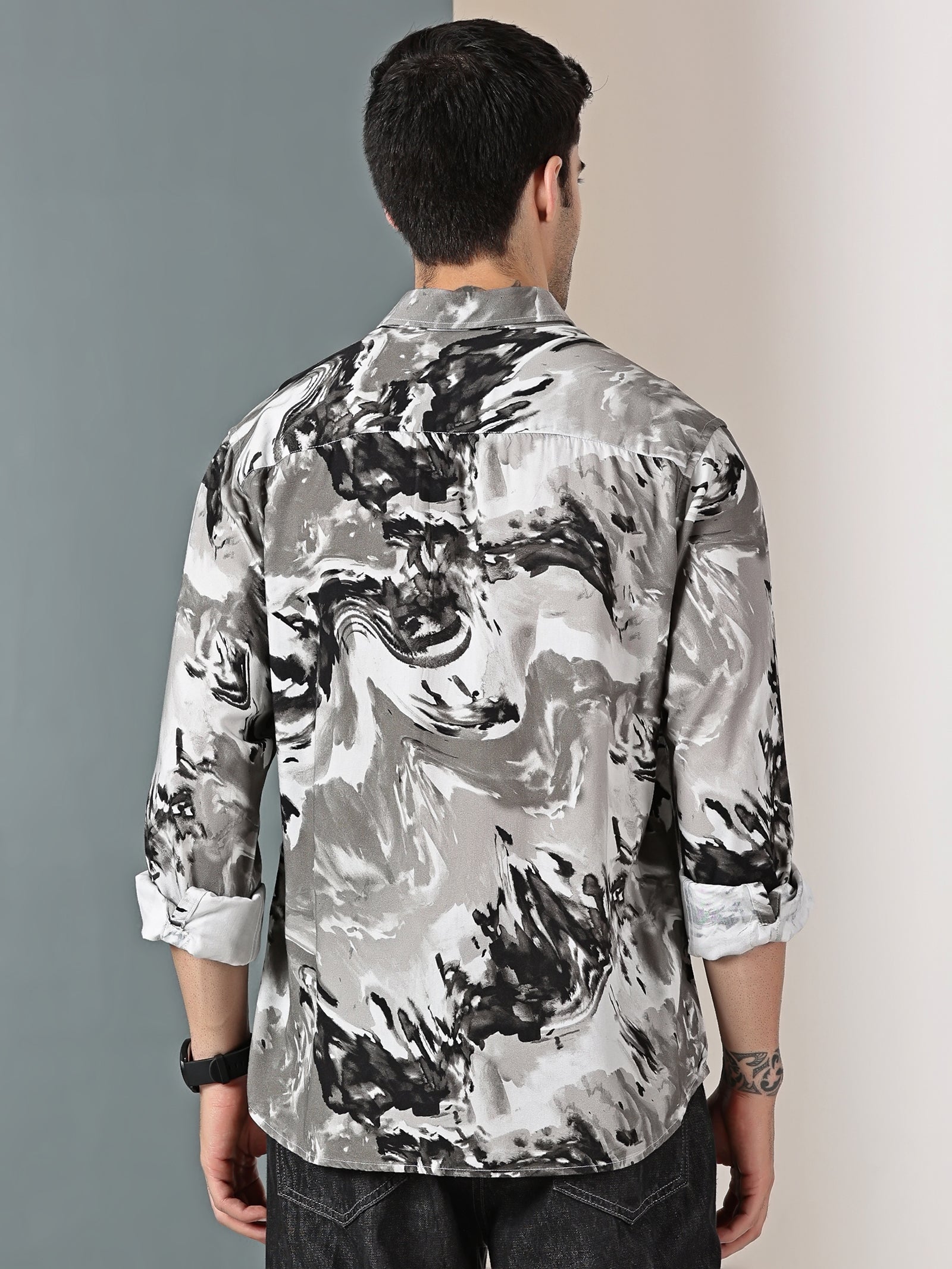 Geometric Grey Printed Shirt