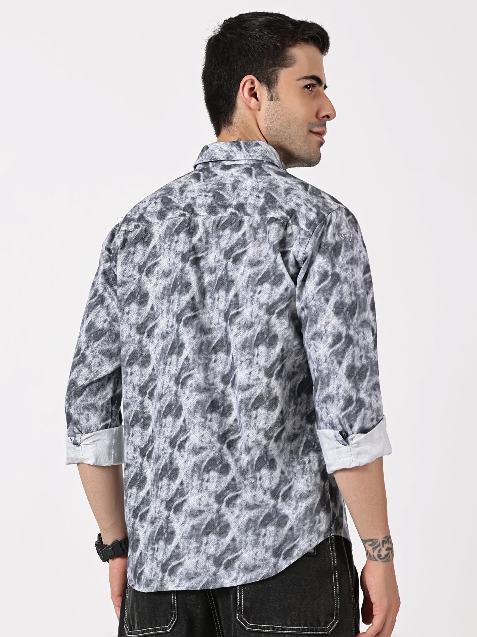 Black & Grey Cloud Print Shirt