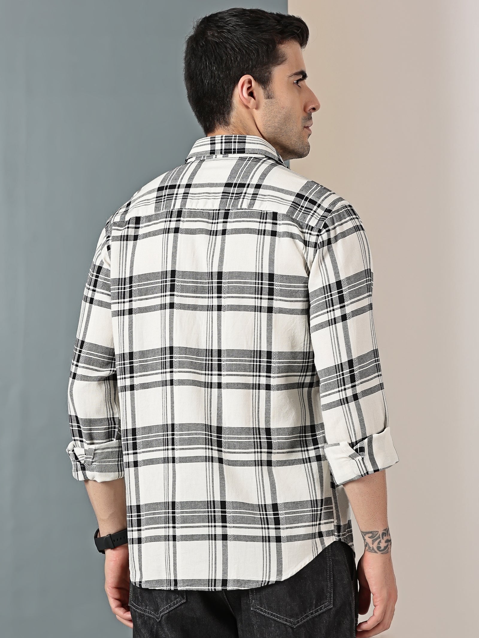 White & Black Checkered Shirt