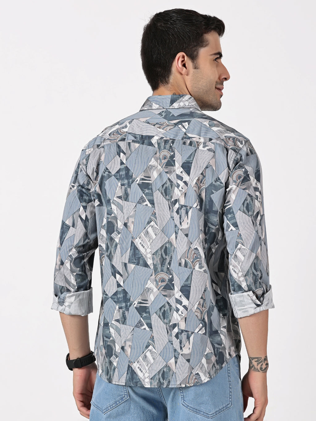 Grey Geometric Printed Shirt