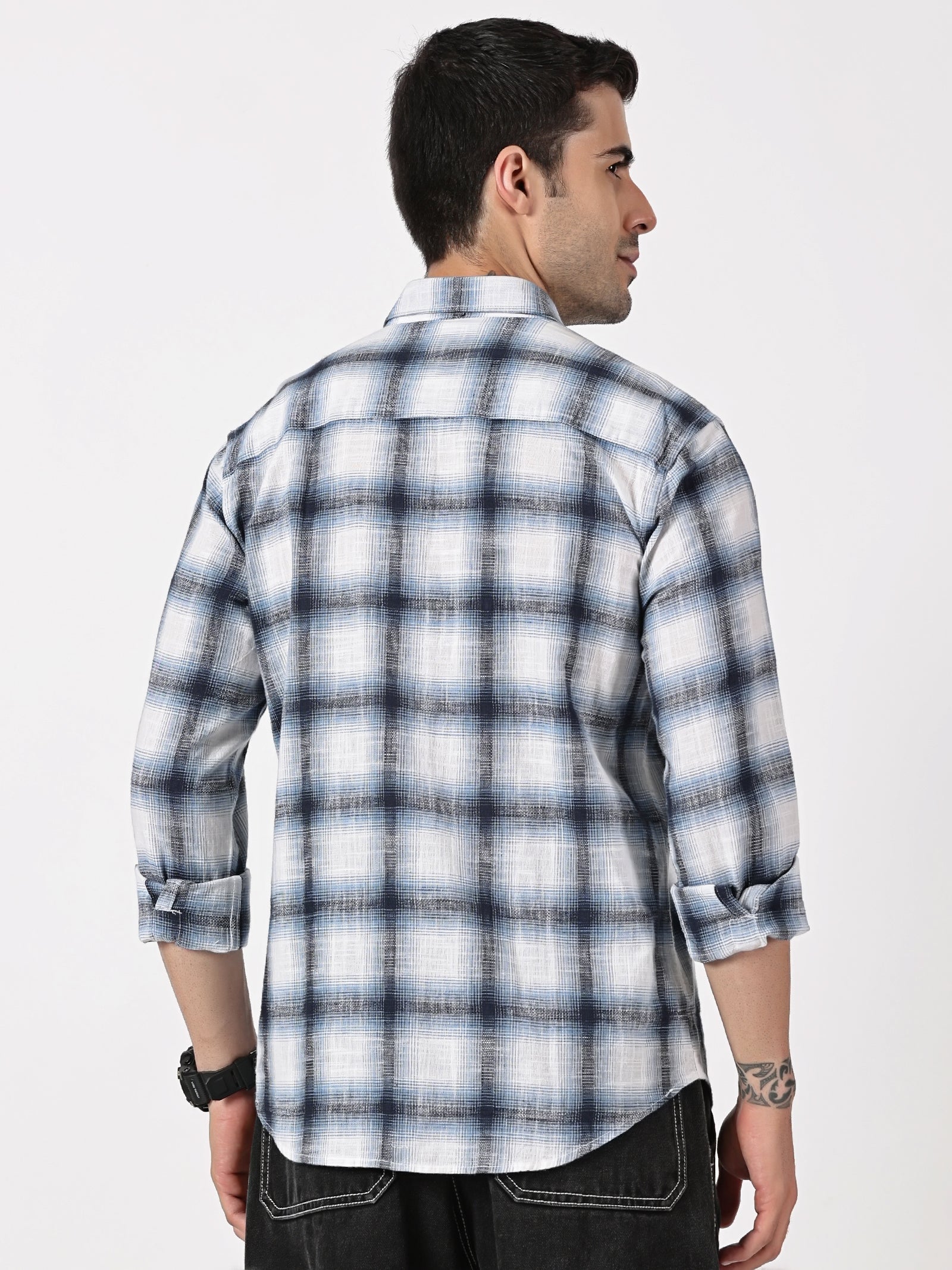 Blue Gradient Checkered Shirt