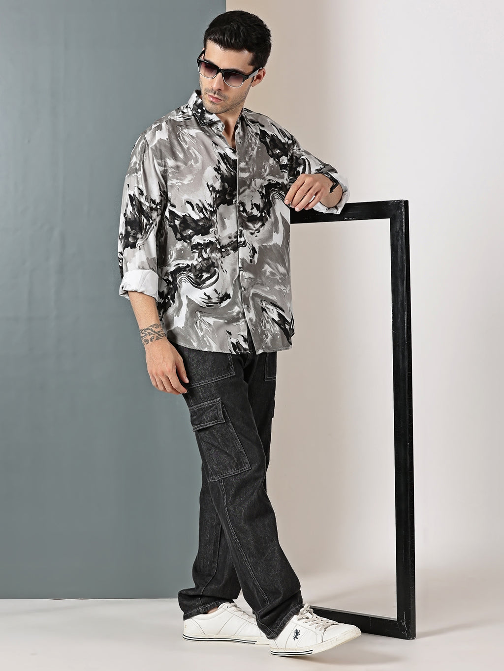 Geometric Grey Printed Shirt