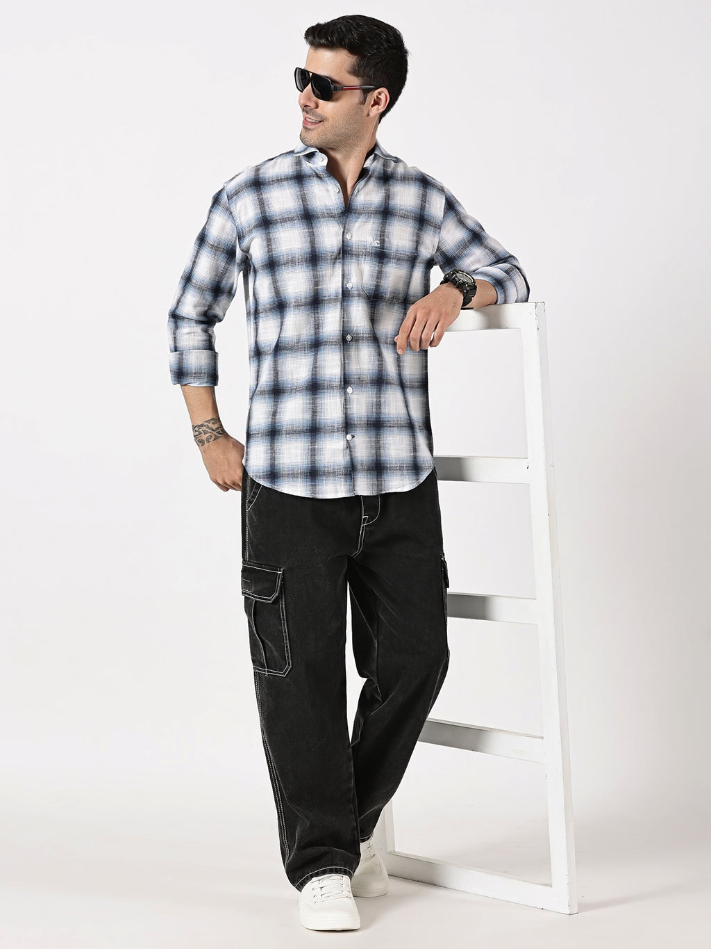Blue Gradient Checkered Shirt