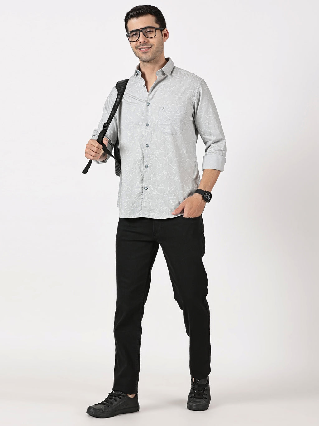 Light Grey Abstract Printed Shirt