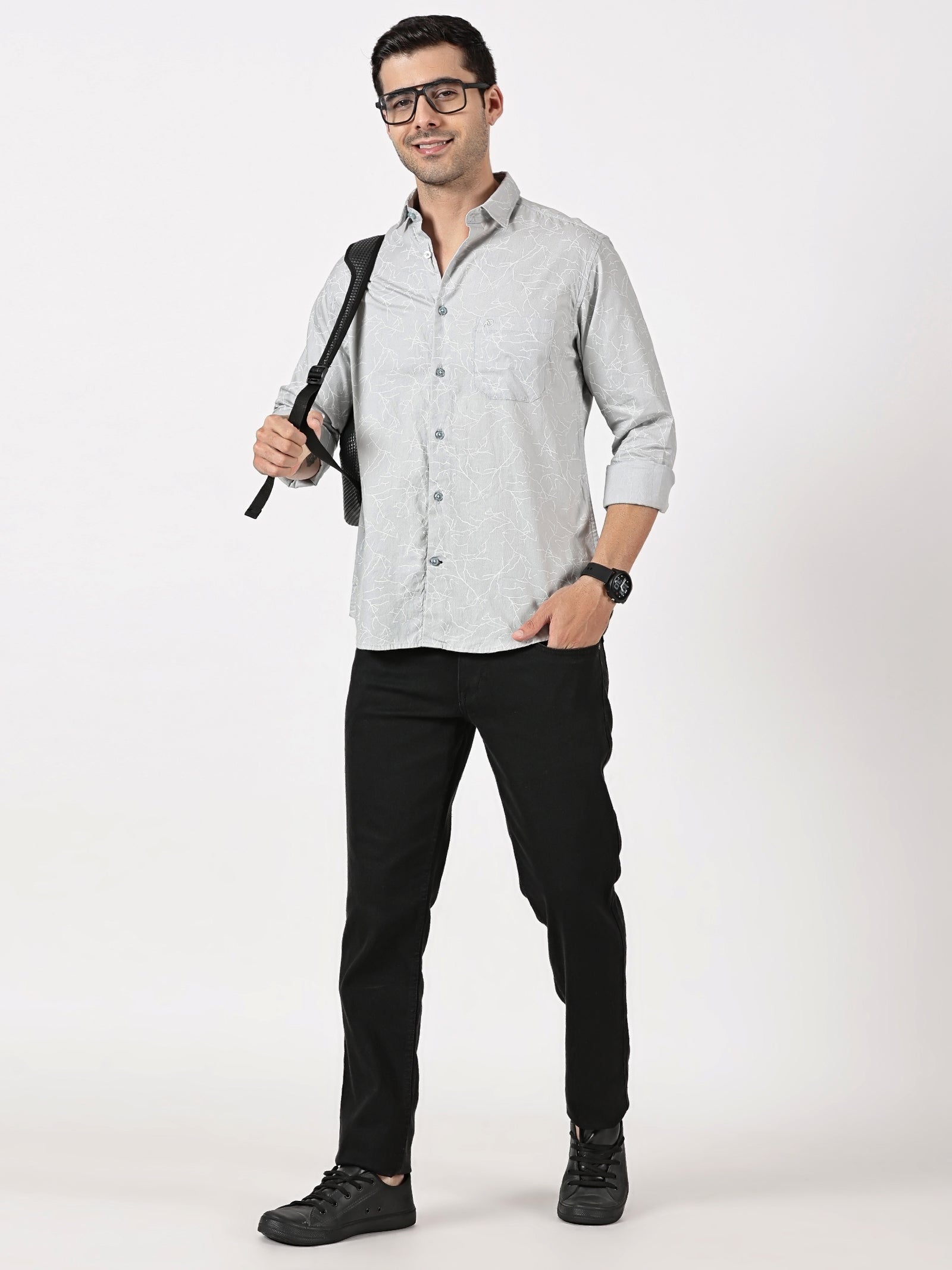 Light Grey Abstract Printed Shirt