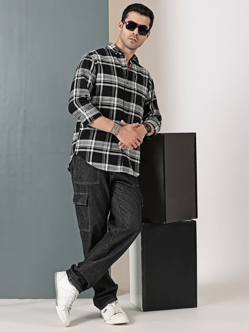 Black Checkered Casual Shirt