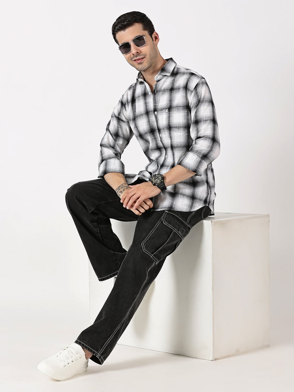 Black Ombre Checkered Shirt