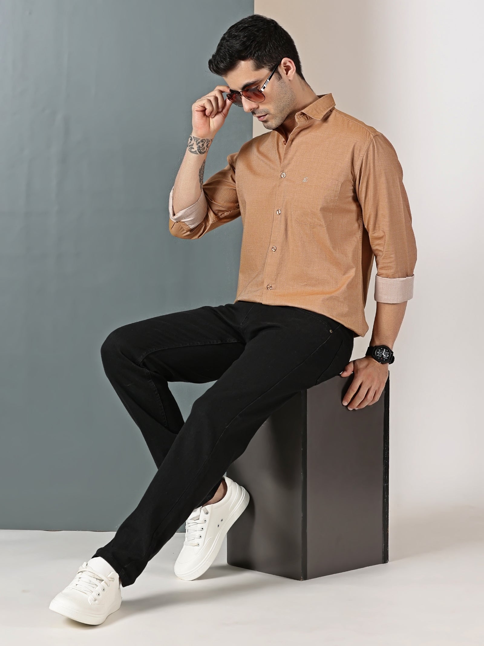 Camel Brown Solid Shirt