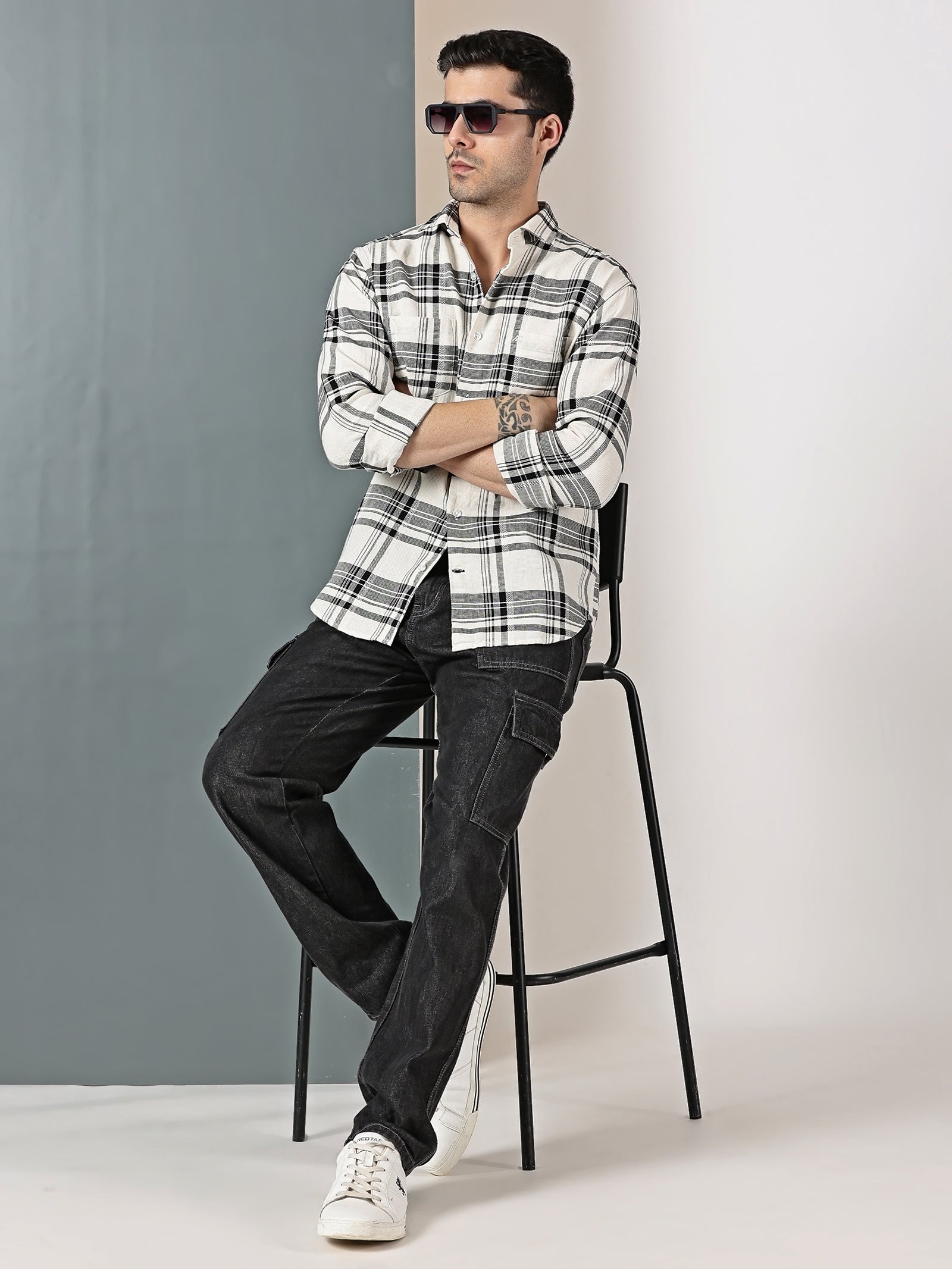 White & Black Checkered Shirt