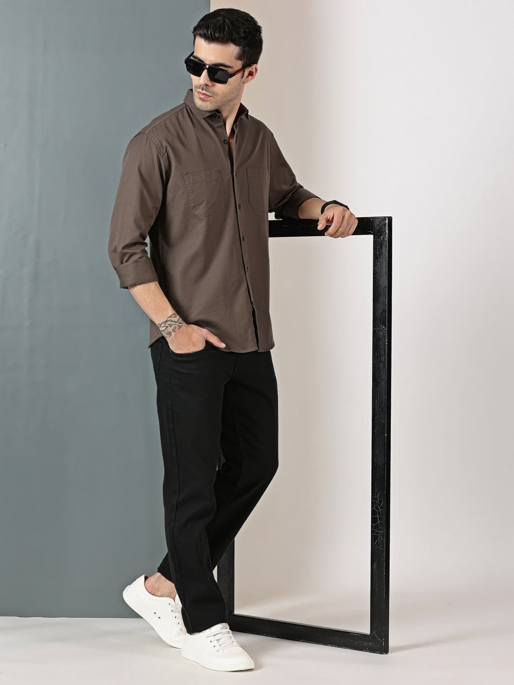 Coffee Brown Double Pocket Shirt