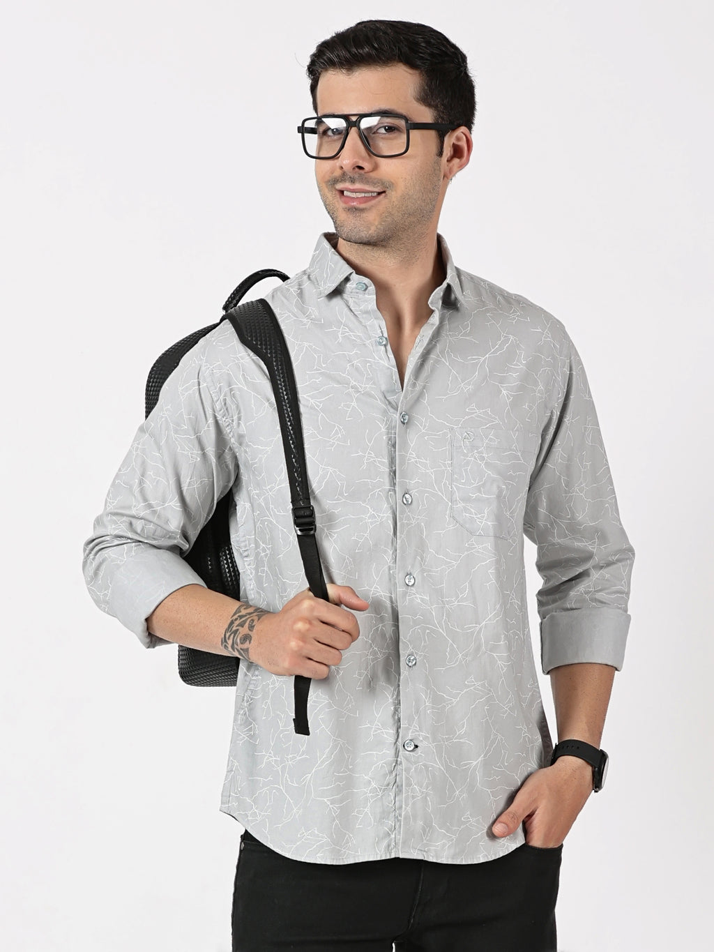 Light Grey Abstract Printed Shirt