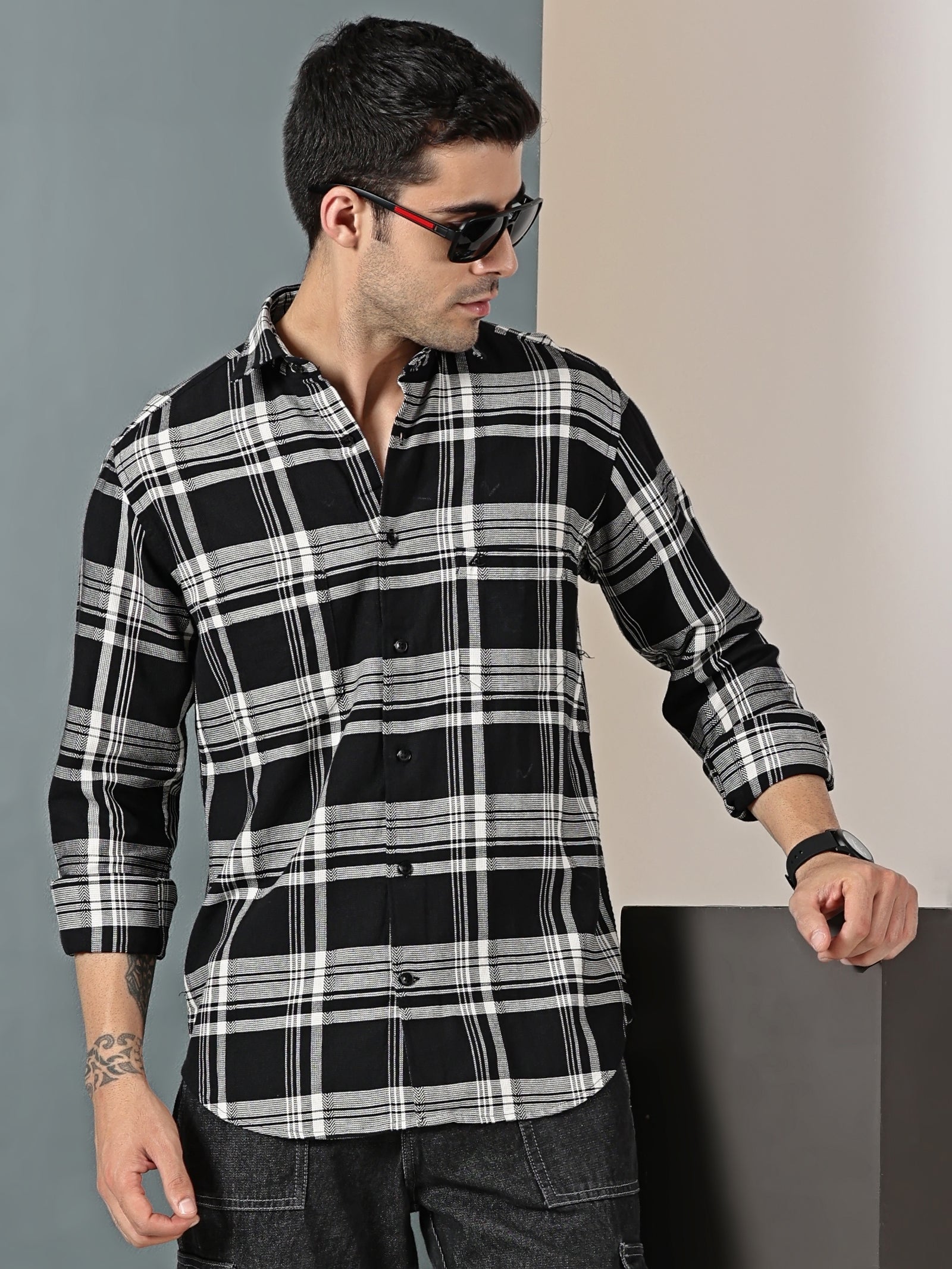 Black Checkered Casual Shirt