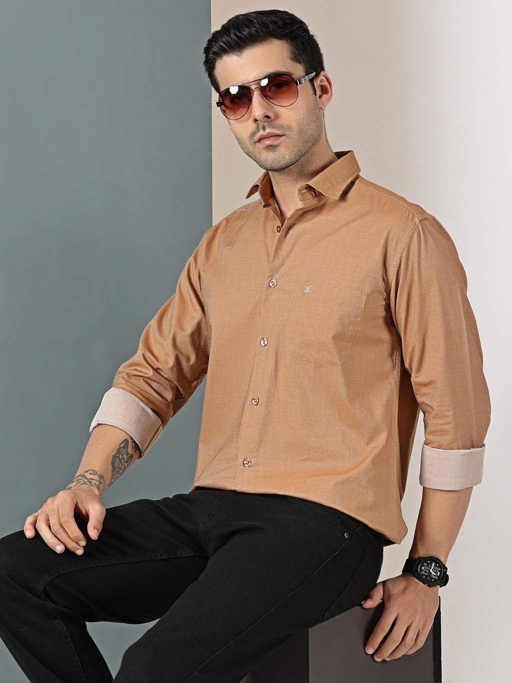 Camel Brown Solid Shirt