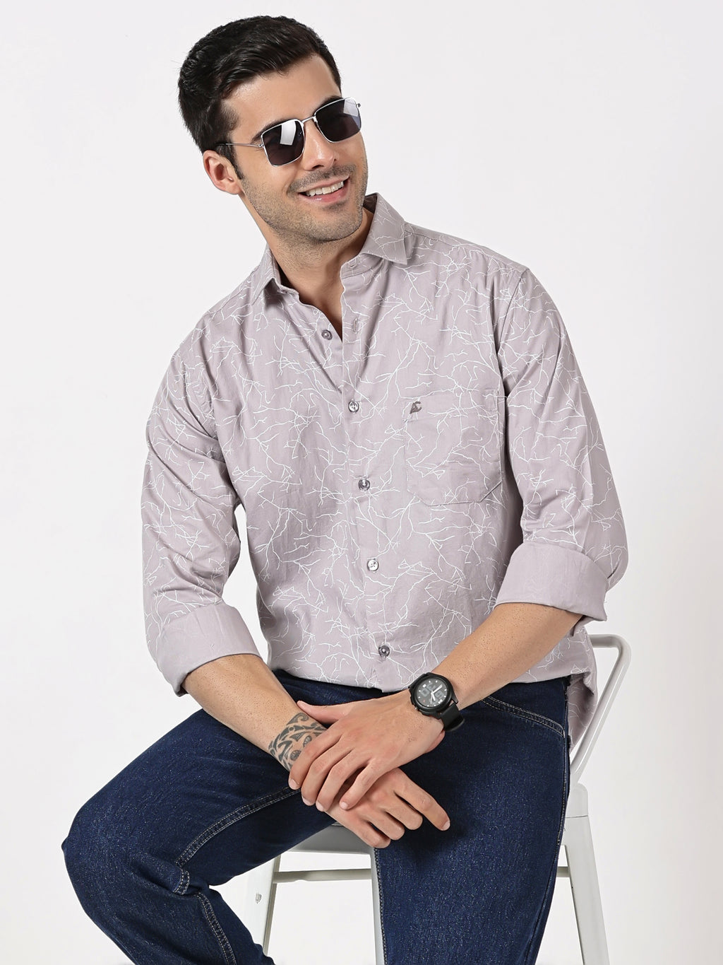 Lavender Abstract Printed Shirt