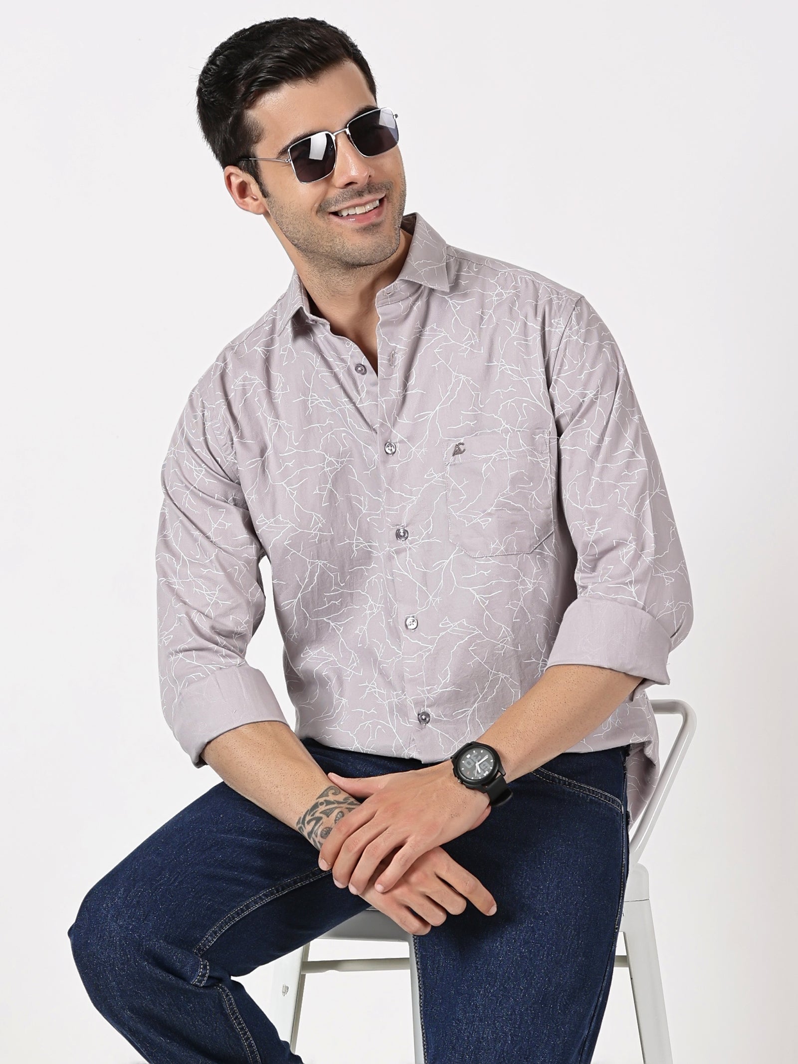 Lavender Abstract Printed Shirt