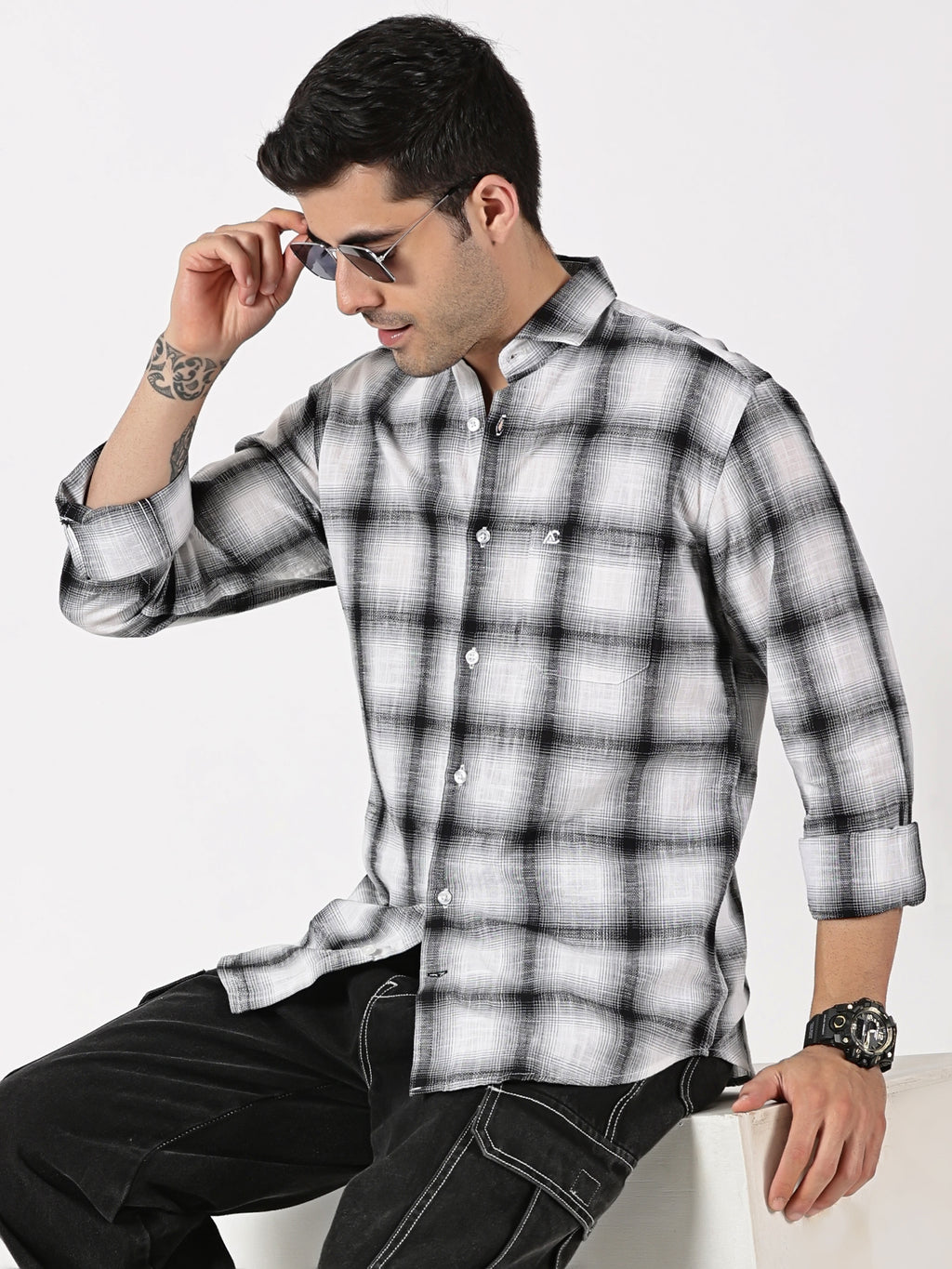 Black Ombre Checkered Shirt