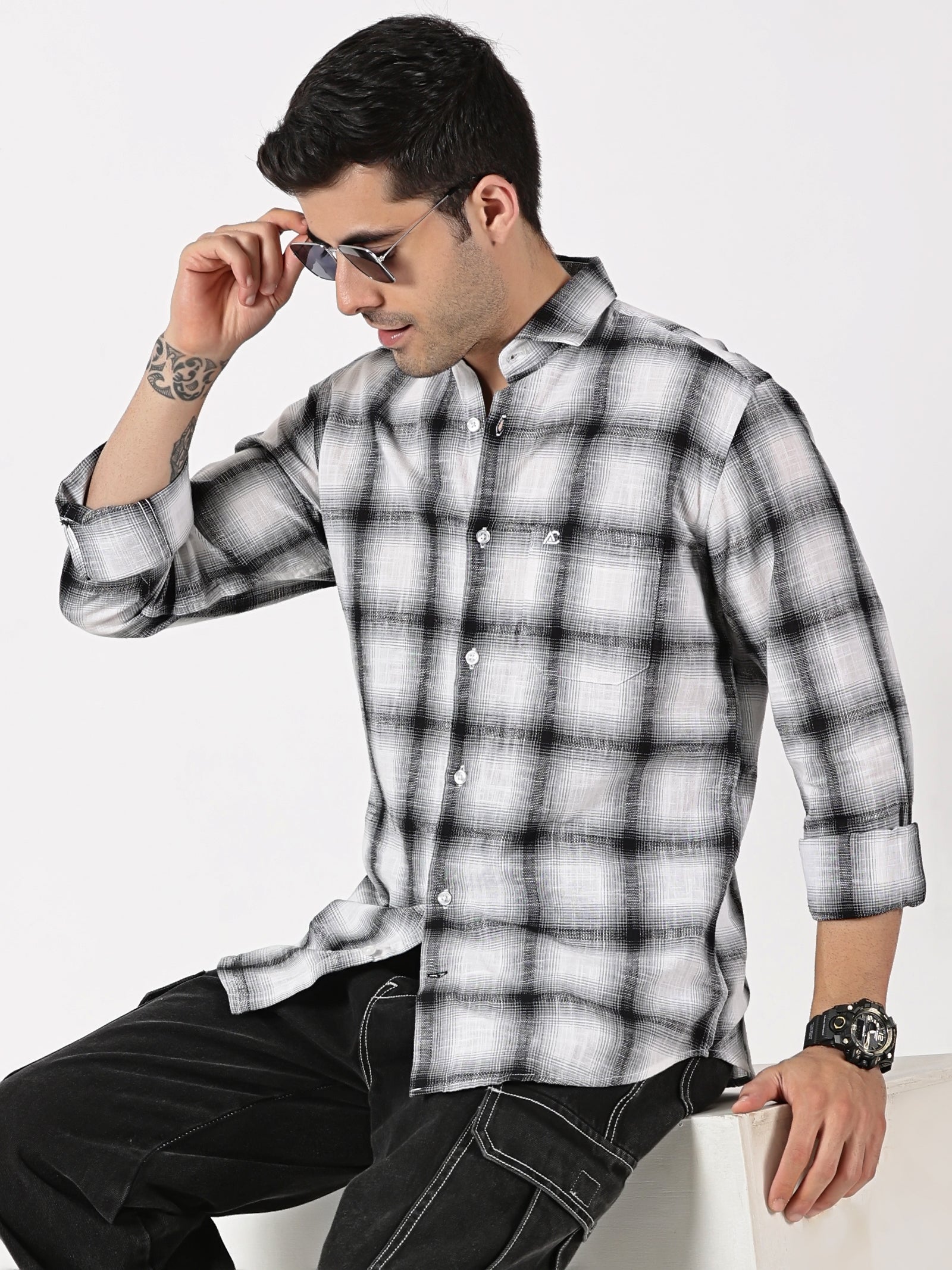 Black Ombre Checkered Shirt