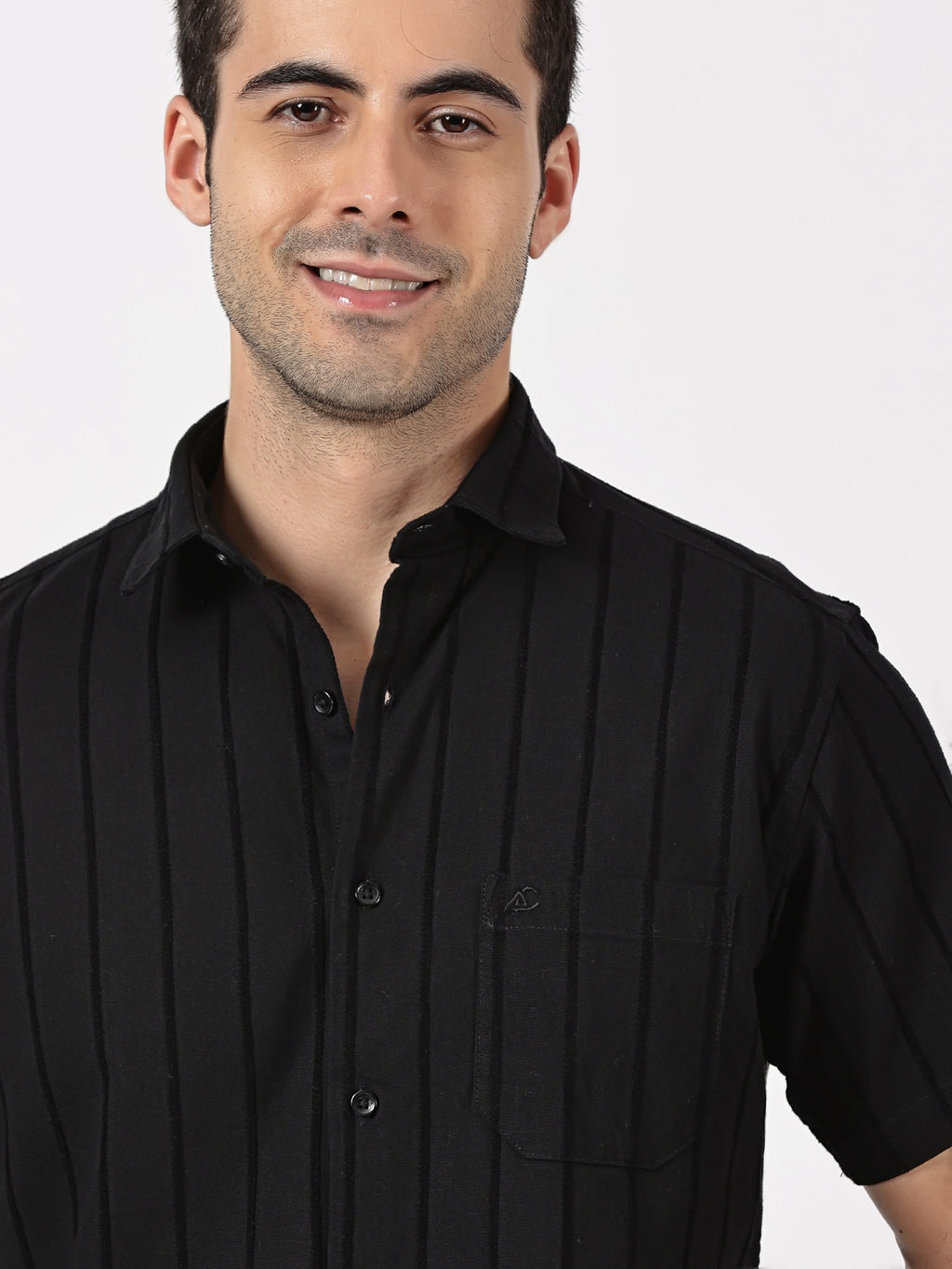 Black Striped Half Sleeve Shirt