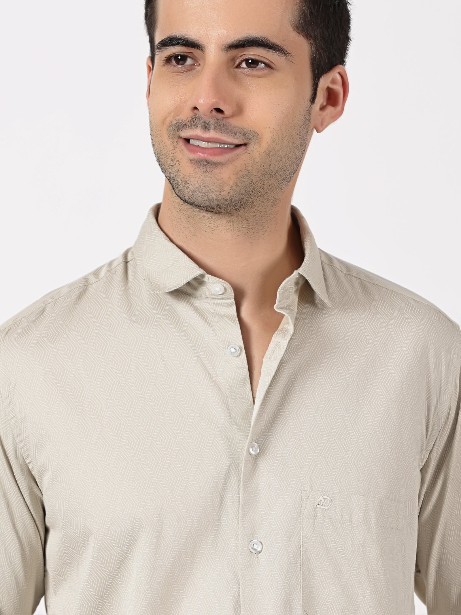 Beige Textured Solid Shirt