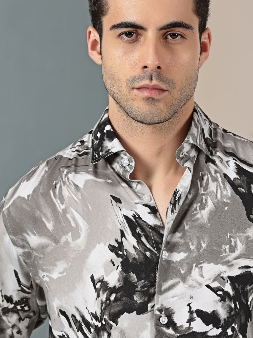 Geometric Grey Printed Shirt