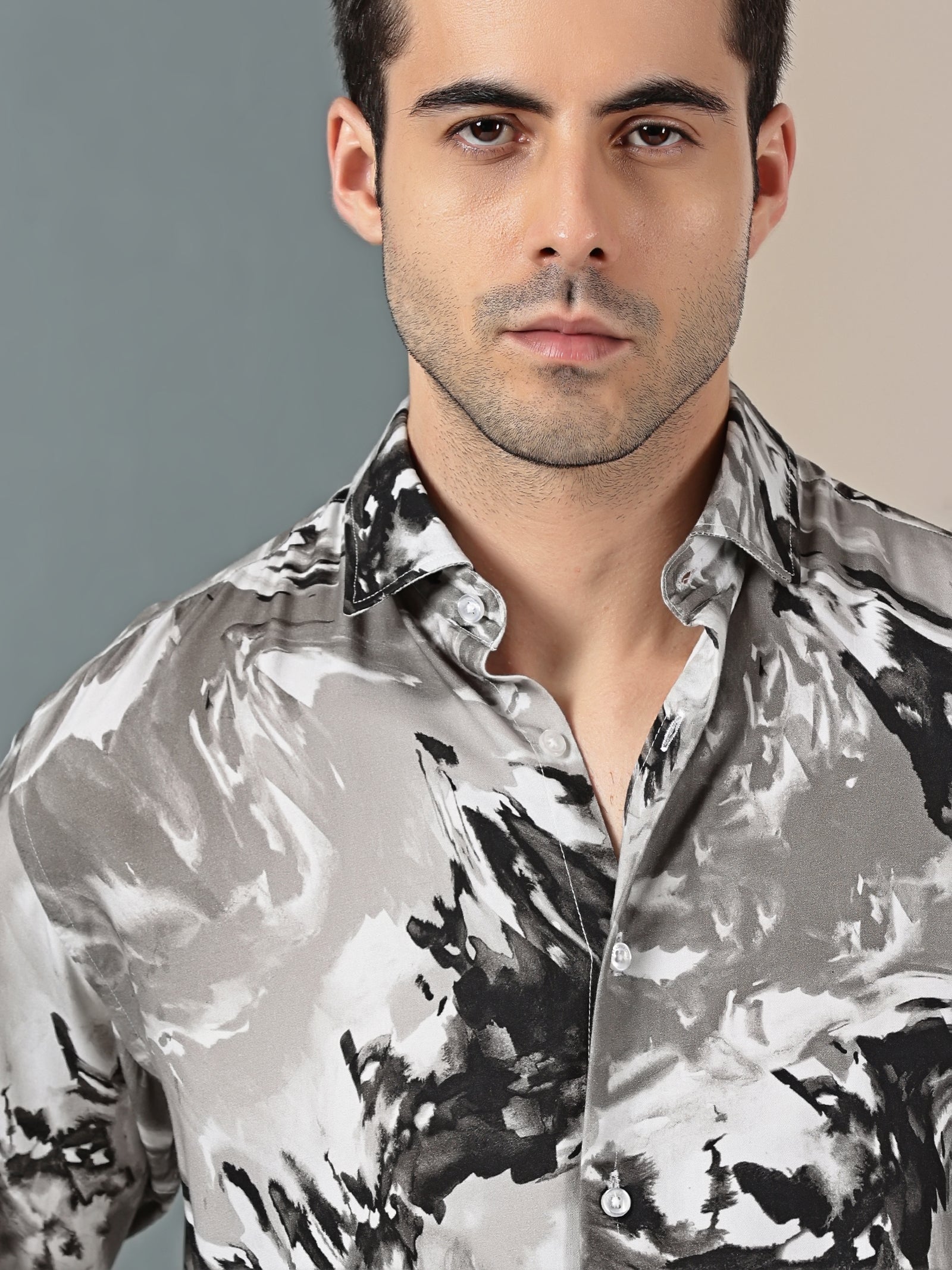 Geometric Grey Printed Shirt