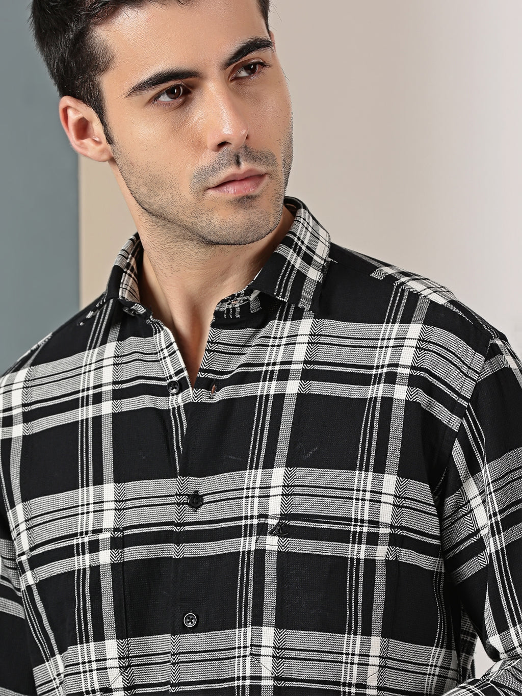 Black Checkered Casual Shirt