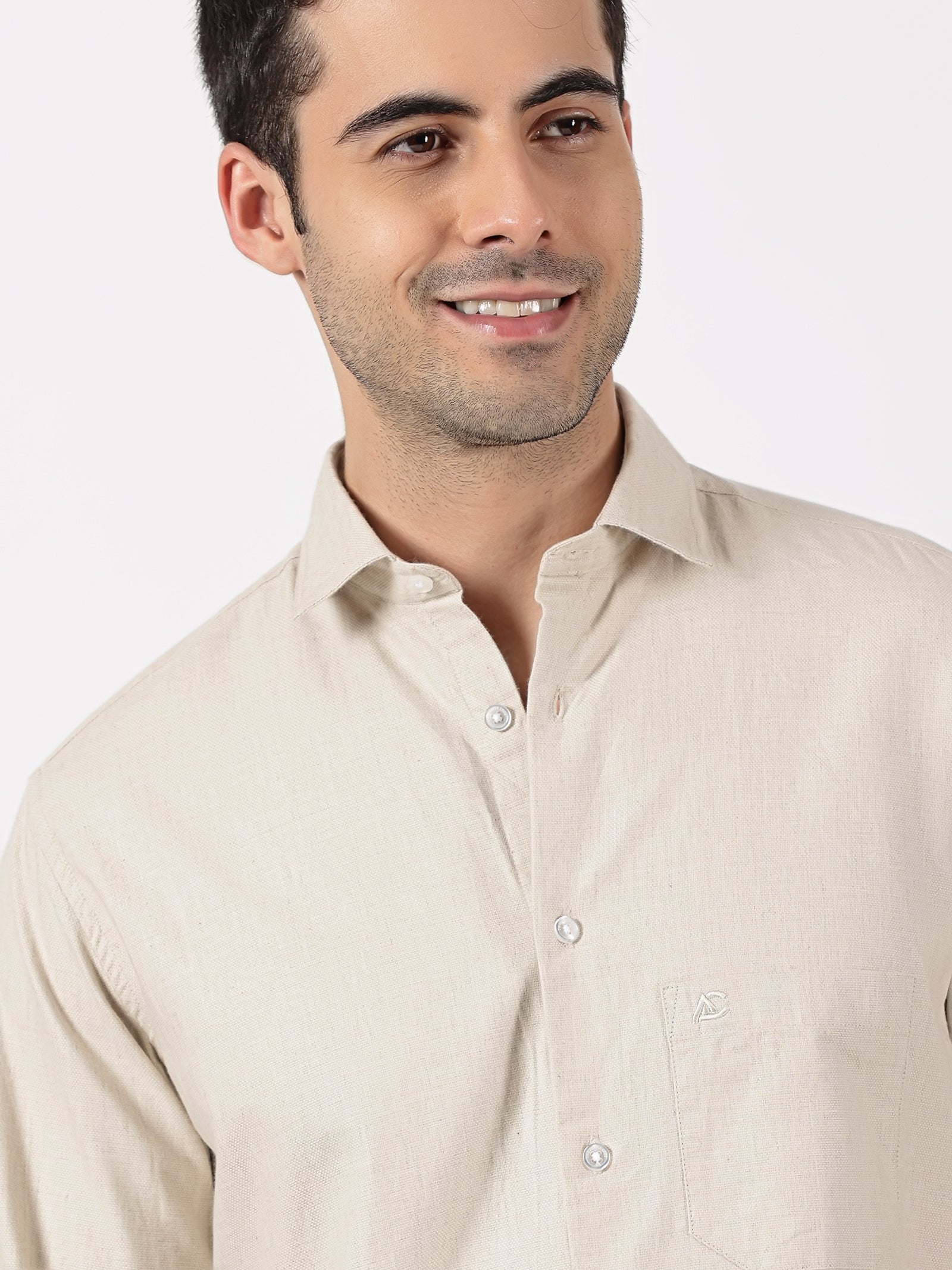 Beige Classic Solid Shirt