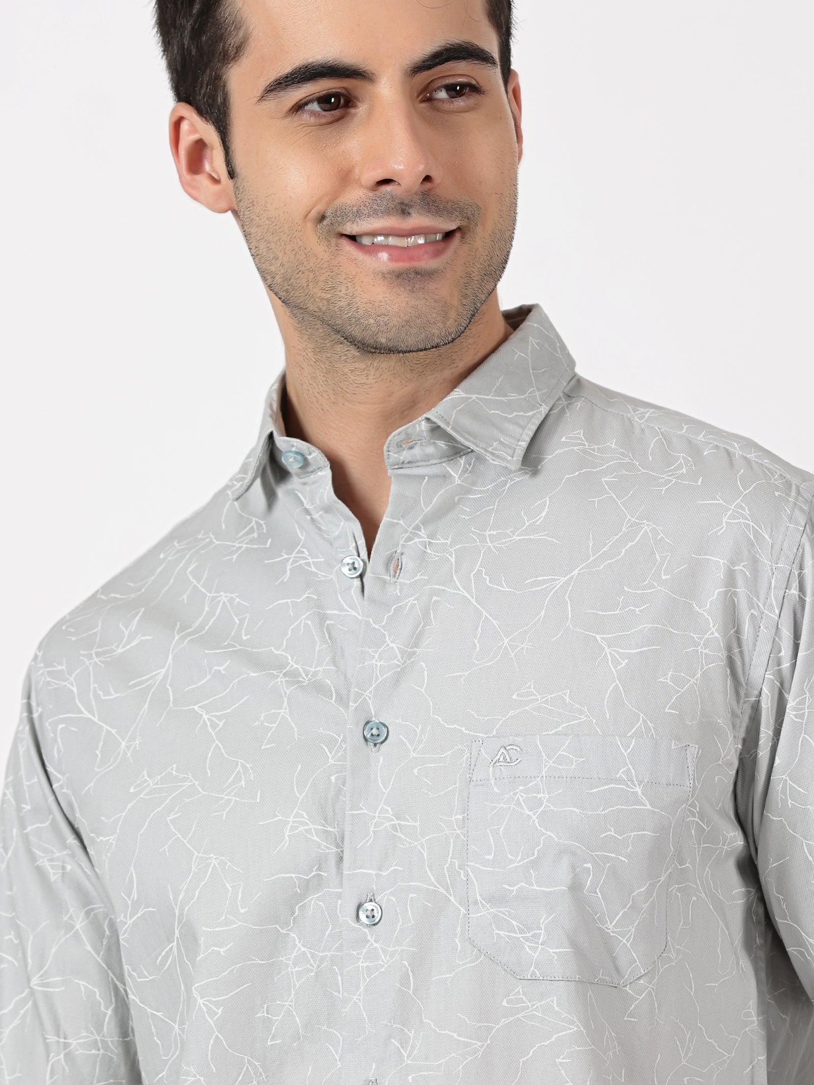 Light Grey Abstract Printed Shirt