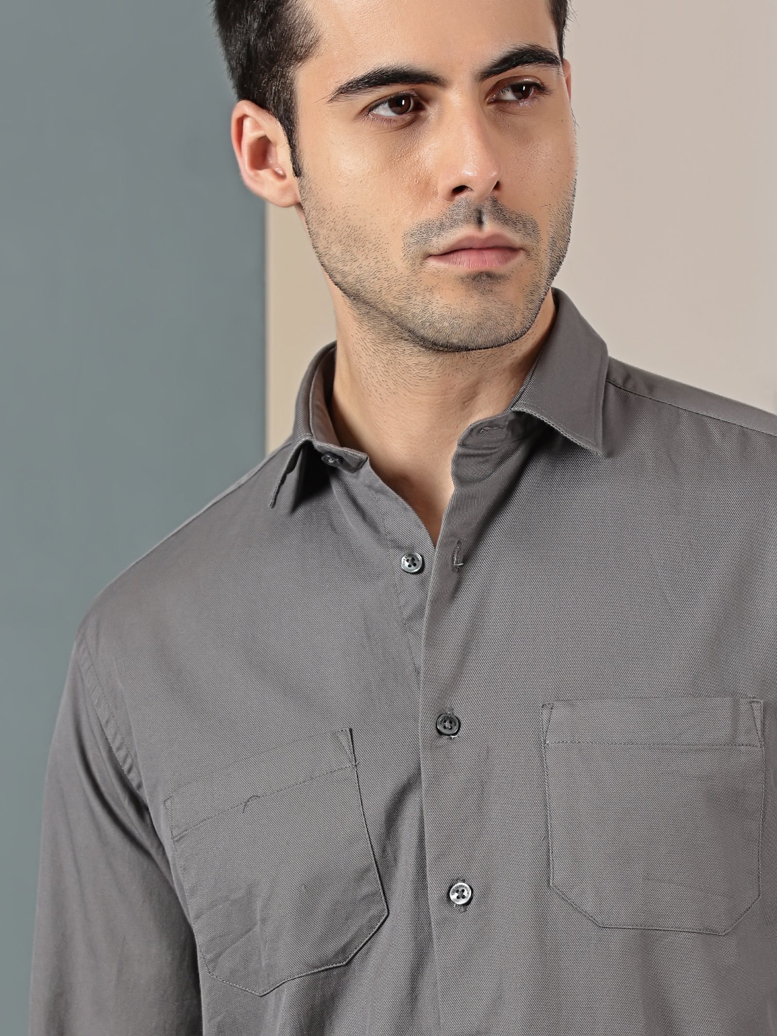 Charcoal Grey Double Pocket Shirt
