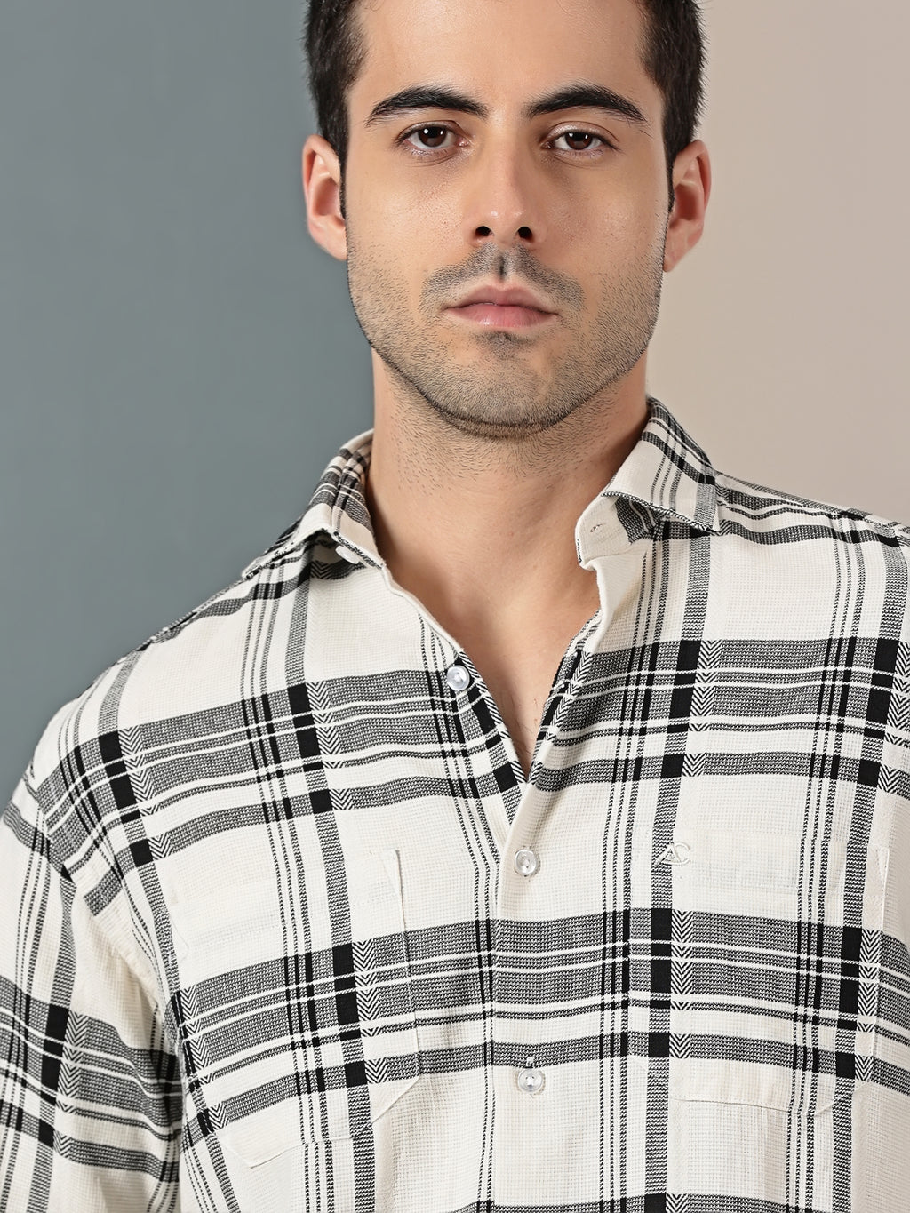 White & Black Checkered Shirt